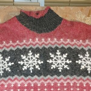White Stag Snowflake Red and Gray Knit Sweater Ladies Extra Large